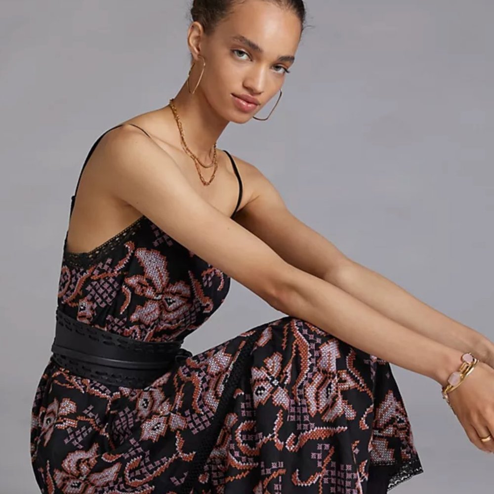 Anthropologie Embroidered Maxi Dress NWT